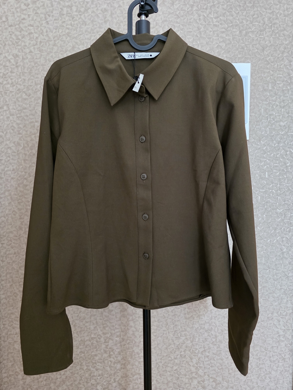 ZARA Olive Green Button-Up Shirt Jacket